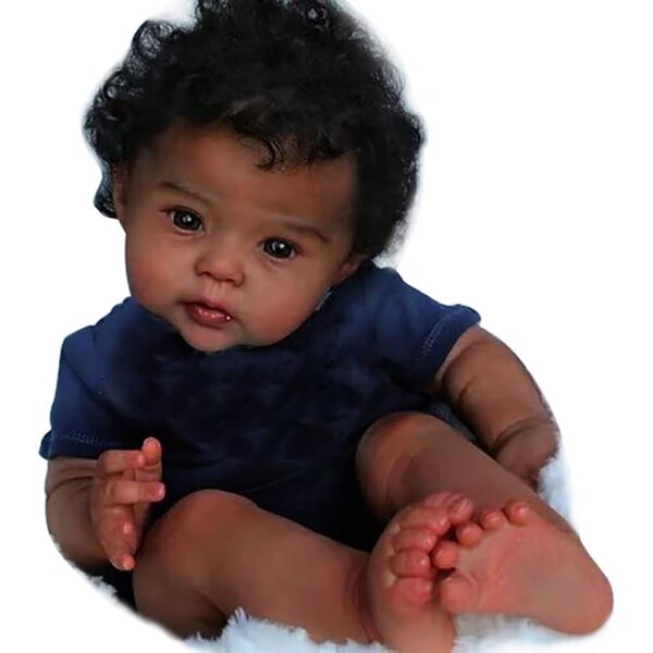 Lonian 50 cm große afroamerikanische Reborn-Puppe – weiches und realistisches Neugeborenes mit Zubehör