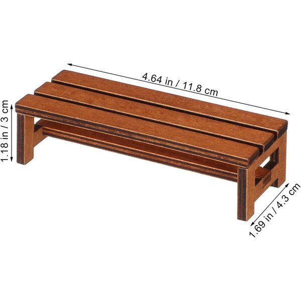 Panca in Legno Miniatura per Case delle Bambole 2 pezzi - Accessori Decorativi Retrò