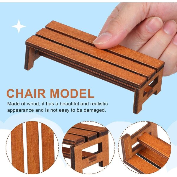 Panca in Legno Miniatura per Case delle Bambole 2 pezzi - Accessori Decorativi Retrò