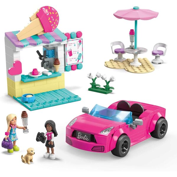 Mega Barbie Decapotable Rosa con Stand di Gelati e 225 Blocchi per Bambini dai 6 Anni