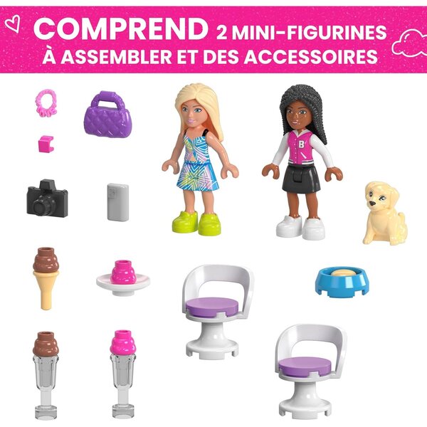 Mega Barbie Decapotable Rosa con Stand di Gelati e 225 Blocchi per Bambini dai 6 Anni