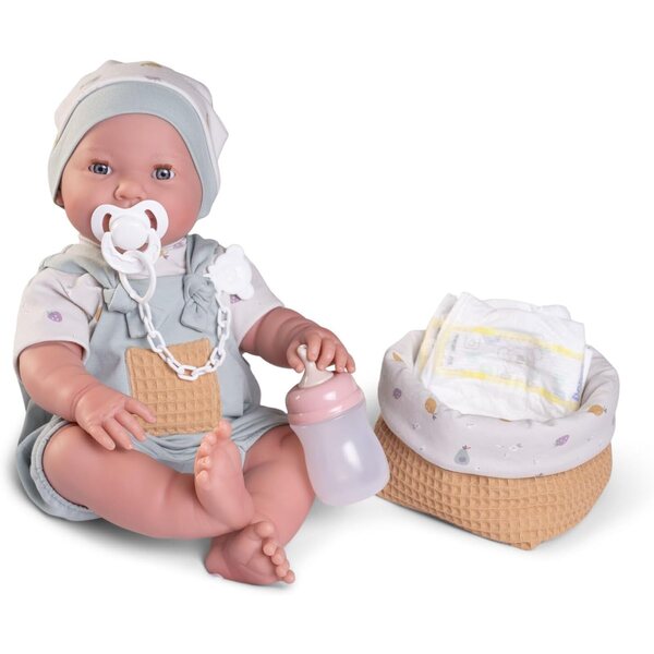 Mia Neugeborene Puppe 42 cm Pinkeln mit Antonio Juan Mehrfarbiger Korb