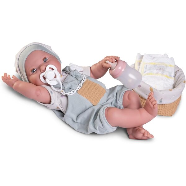 Mia Neugeborene Puppe 42 cm Pinkeln mit Antonio Juan Mehrfarbiger Korb