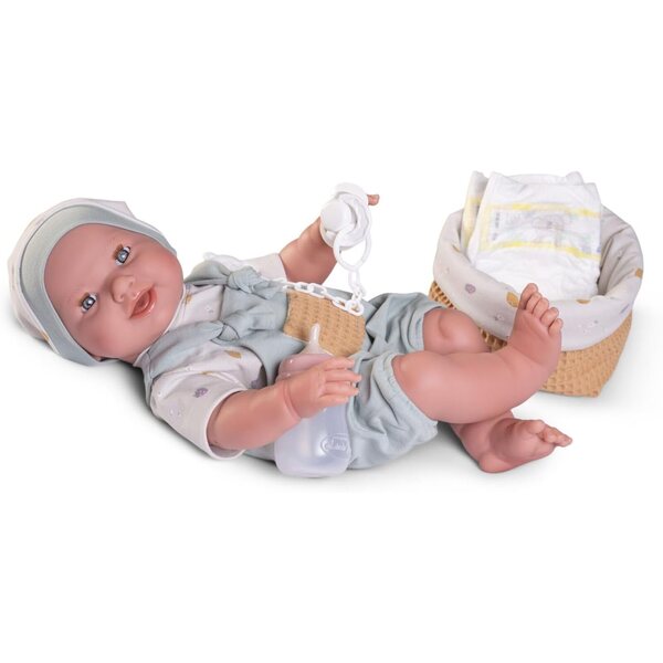 Mia Neugeborene Puppe 42 cm Pinkeln mit Antonio Juan Mehrfarbiger Korb