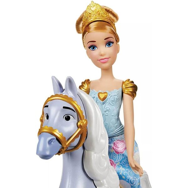 Disney F2631 Set Principessa Cenerentola con Cavallo, 2 Bambole Facili da Pulire