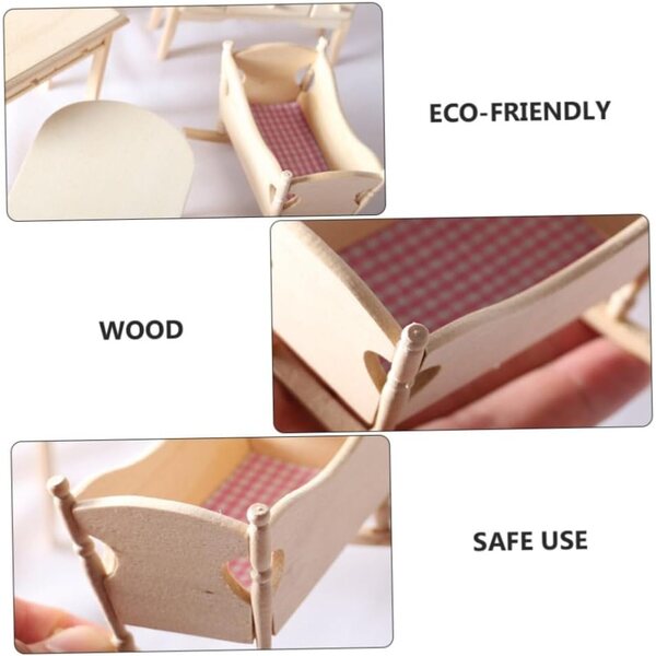 Beaupretty Mini Culla in Legno per Casa delle Bambole - Mobili in Miniatura Creativi e Decorativi