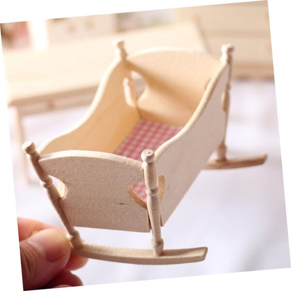 Beaupretty Mini Culla in Legno per Casa delle Bambole - Mobili in Miniatura Creativi e Decorativi