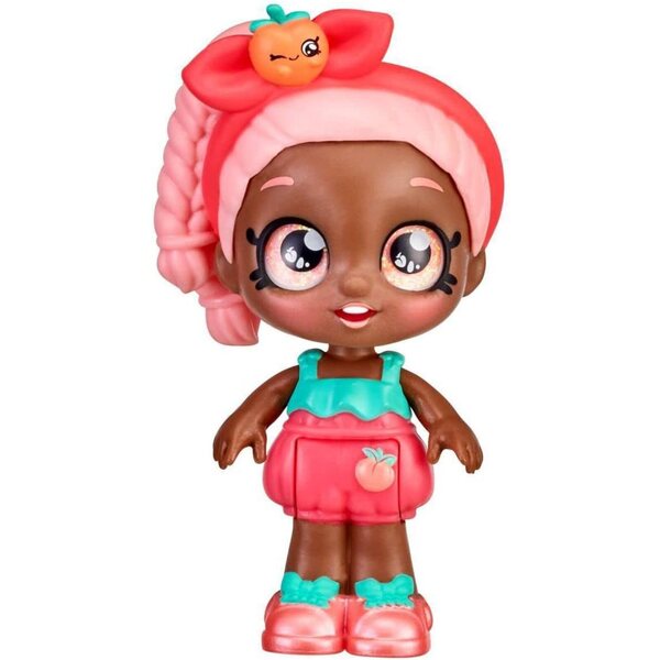 KindiKids Mini Summer Peaches – Minipuppe mit bunten Haaren und beweglichen Armen
