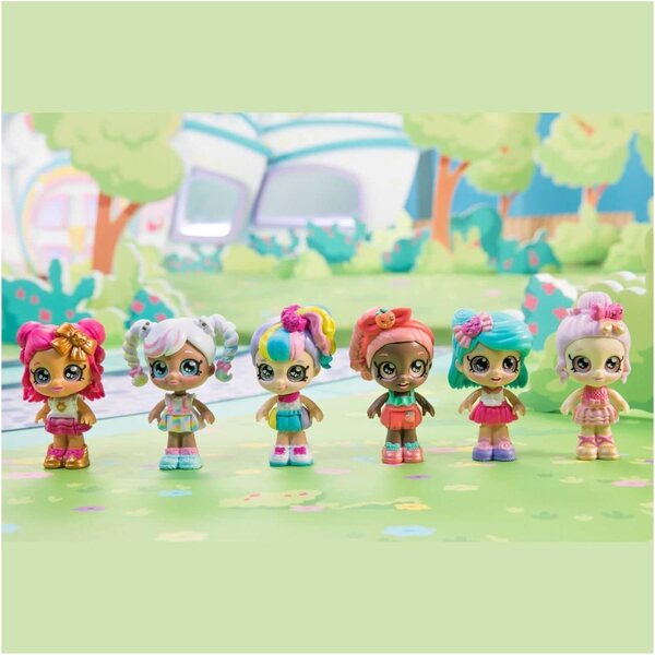 KindiKids Mini Summer Peaches – Minipuppe mit bunten Haaren und beweglichen Armen