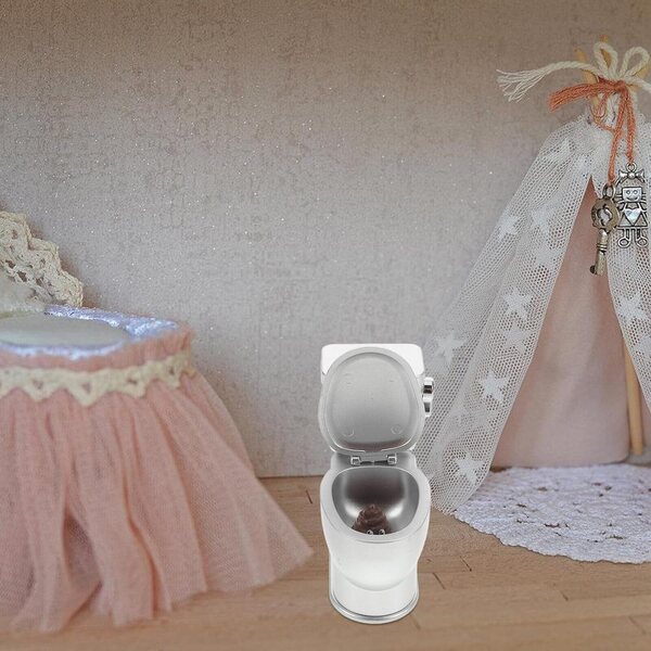 Beaupretty Mini Toilette Realistica in ABS Ricaricabile per Casa delle Bambole 6x6x3 cm