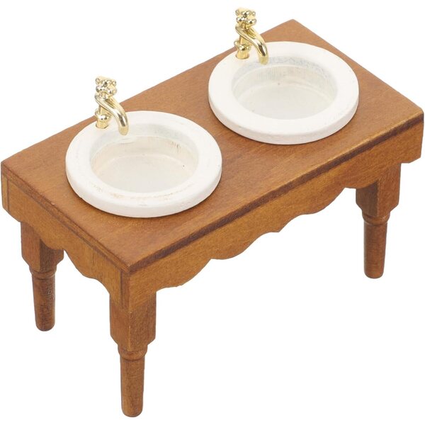 ORFOFE Lavandino Miniatura in Legno per Casa delle Bambole 1:12, Mobiletto Bagno Decorativo