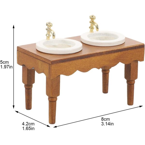 ORFOFE Lavandino Miniatura in Legno per Casa delle Bambole 1:12, Mobiletto Bagno Decorativo
