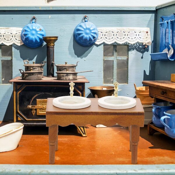 ORFOFE Lavandino Miniatura in Legno per Casa delle Bambole 1:12, Mobiletto Bagno Decorativo