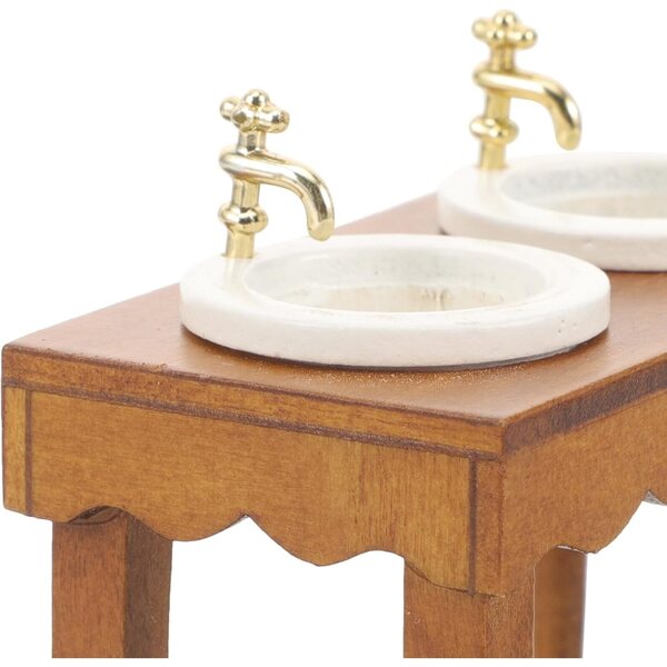 ORFOFE Lavandino Miniatura in Legno per Casa delle Bambole 1:12, Mobiletto Bagno Decorativo
