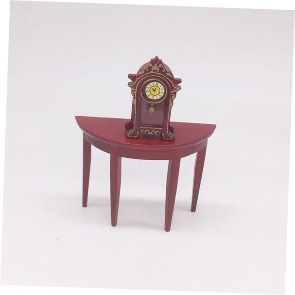 WOONEKY Mini-Tisch aus rotem Holz für Puppenhaus, Miniatur-Dekoration