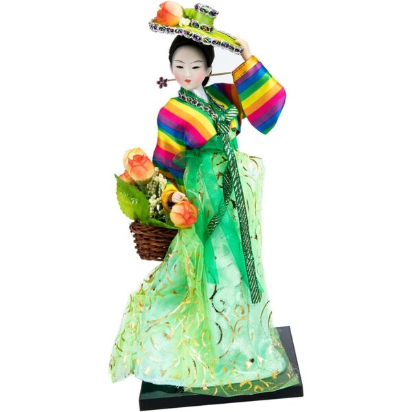 Coréenne Hanbok-Puppen aus Harz und leichtem Stoff für die Dekoration zu Hause und im Büro