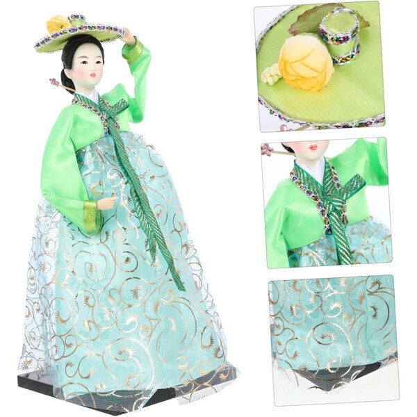 Gatuida bambole Coréenne Hanbok 30 cm in Tessuto Colorato Decorazione Tradizionale