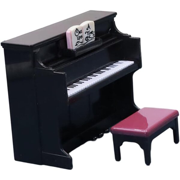 Mini Pianoforte Giocattolo con Sgabello in Plastica per Casa delle Bambole e Decorazioni