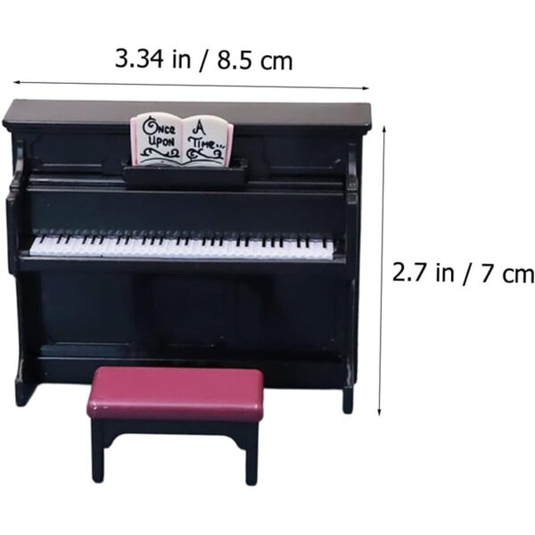 Mini-Spielzeugklavier mit Kunststoffhocker für Puppenhaus und Dekorationen