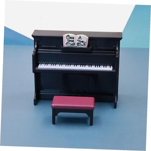 Mini-Spielzeugklavier mit Kunststoffhocker für Puppenhaus und Dekorationen