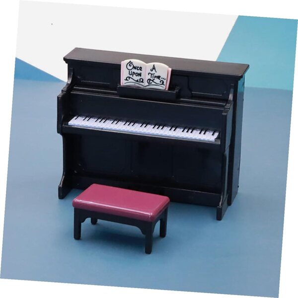 Mini-Spielzeugklavier mit Kunststoffhocker für Puppenhaus und Dekorationen