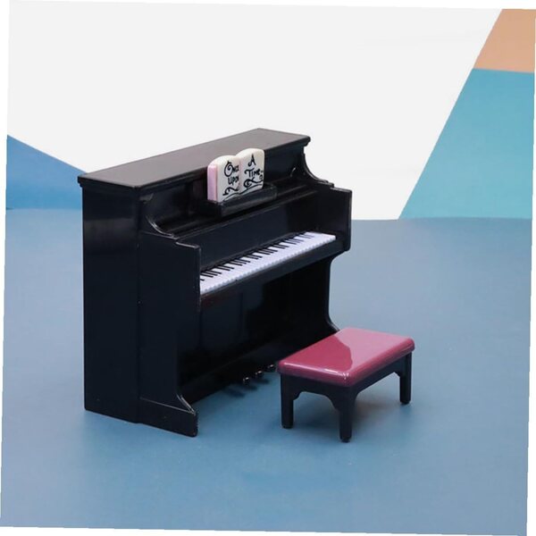 Mini-Spielzeugklavier mit Kunststoffhocker für Puppenhaus und Dekorationen