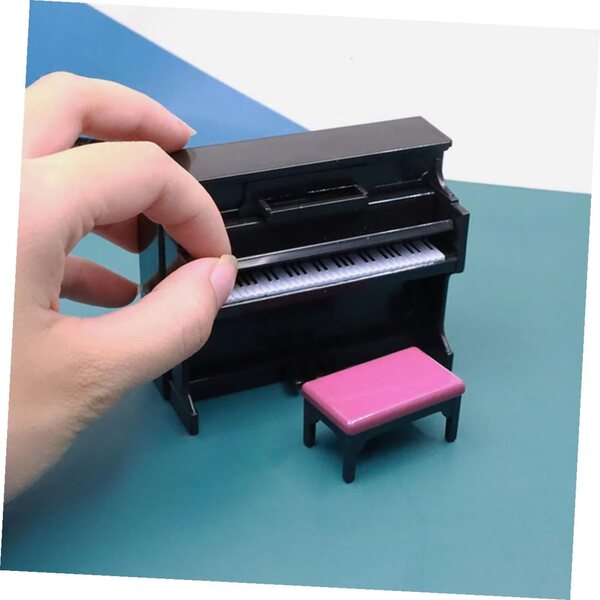 Mini-Spielzeugklavier mit Kunststoffhocker für Puppenhaus und Dekorationen