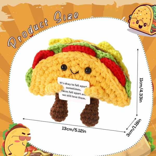 Positiver Woll-Taco 13 x 11 cm – mehrfarbige Dekoration und emotionale Unterstützung TOYMIS