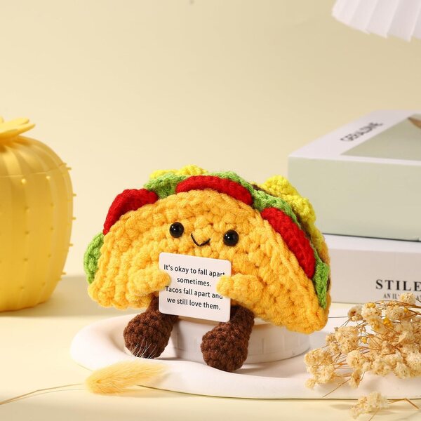 Positiver Woll-Taco 13 x 11 cm – mehrfarbige Dekoration und emotionale Unterstützung TOYMIS