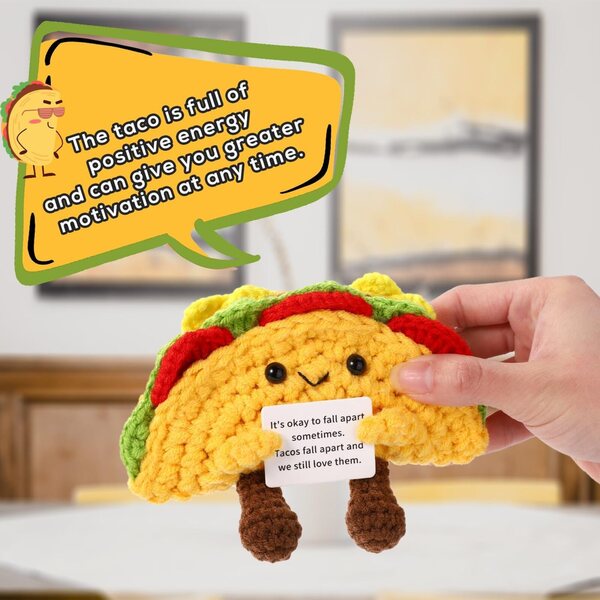 Positiver Woll-Taco 13 x 11 cm – mehrfarbige Dekoration und emotionale Unterstützung TOYMIS