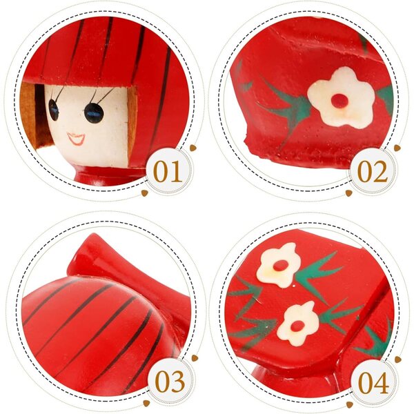 Pupazzo in Legno Kimono Giapponese 10 cm Decorazione Tradizionale d’Interni