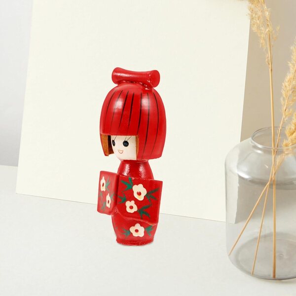 Pupazzo in Legno Kimono Giapponese 10 cm Decorazione Tradizionale d’Interni
