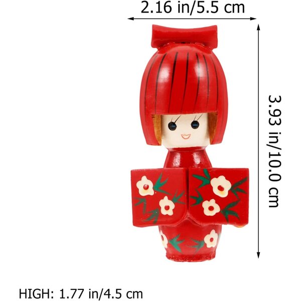 Pupazzo in Legno Kimono Giapponese 10 cm Decorazione Tradizionale d’Interni