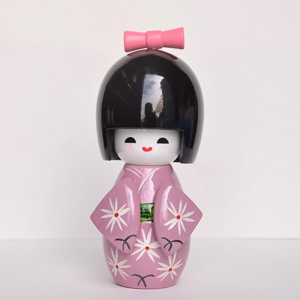 Kimono-Japonaise-Puppen aus stabilem Holz, 13,5 cm – elegante traditionelle Dekoration