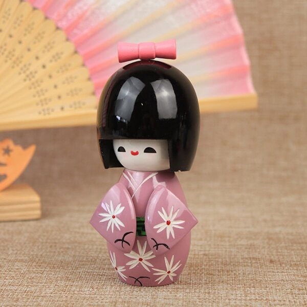 Kimono-Japonaise-Puppen aus stabilem Holz, 13,5 cm – elegante traditionelle Dekoration