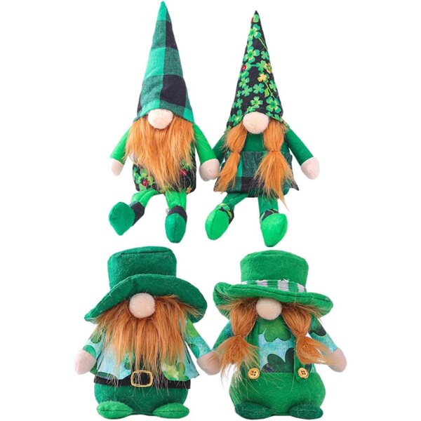 Amosfun Set mit 4 grünen Puppen für den St. Patrick's Day, festliche und wiederverwendbare Dekorationen