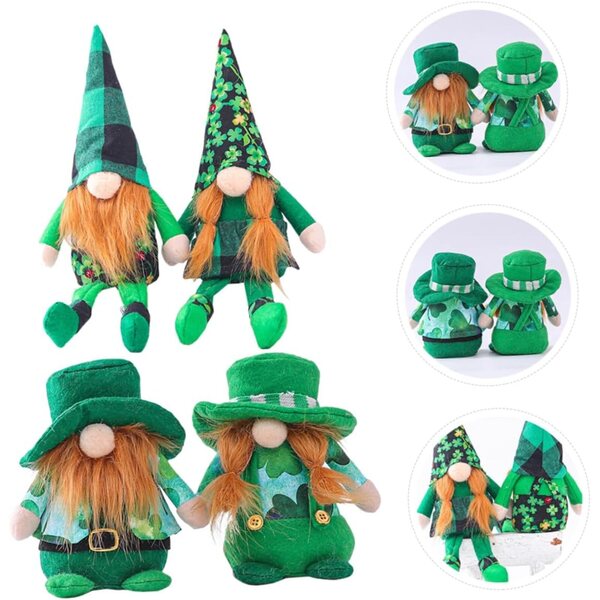 Amosfun Set mit 4 grünen Puppen für den St. Patrick's Day, festliche und wiederverwendbare Dekorationen