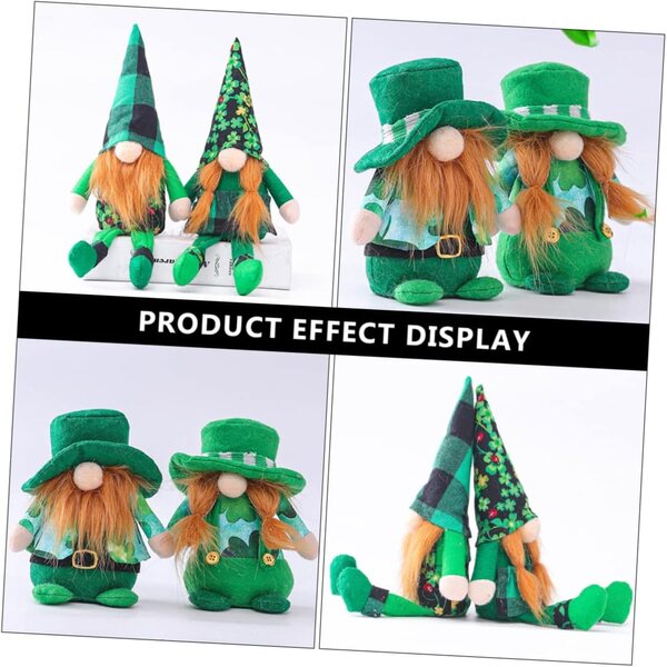Amosfun Set mit 4 grünen Puppen für den St. Patrick's Day, festliche und wiederverwendbare Dekorationen