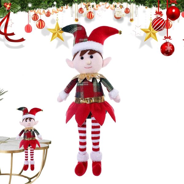 Pupazzo Elfo di Natale con Gambe Lunghe – Decorazione Natalizia Originale e Morbida