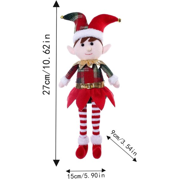 Pupazzo Elfo di Natale con Gambe Lunghe – Decorazione Natalizia Originale e Morbida