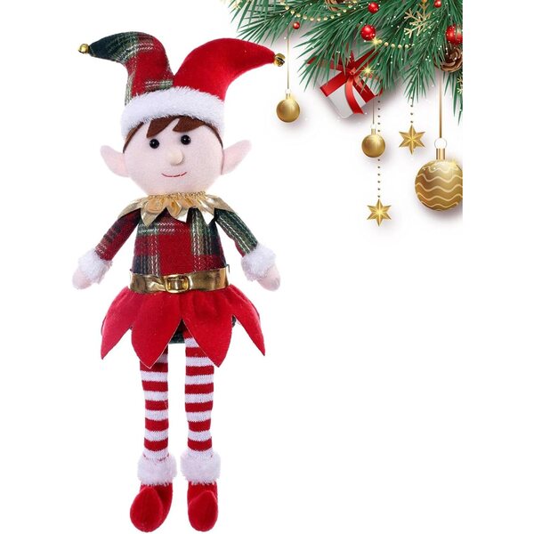 Pupazzo Elfo di Natale con Gambe Lunghe – Decorazione Natalizia Originale e Morbida