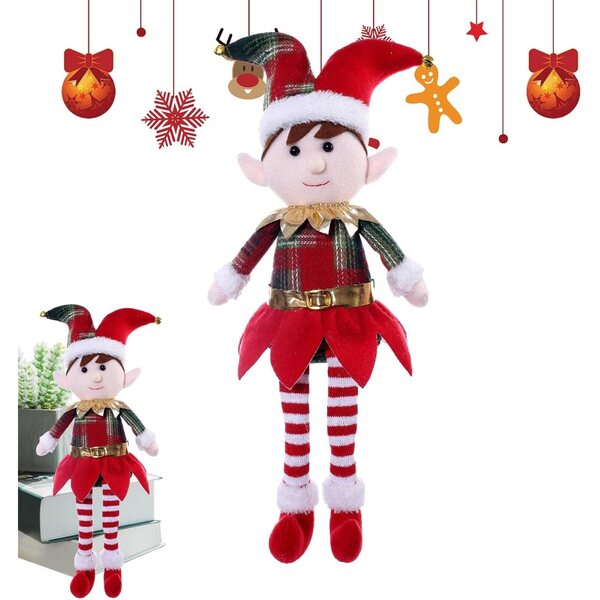 Pupazzo Elfo di Natale con Gambe Lunghe – Decorazione Natalizia Originale e Morbida