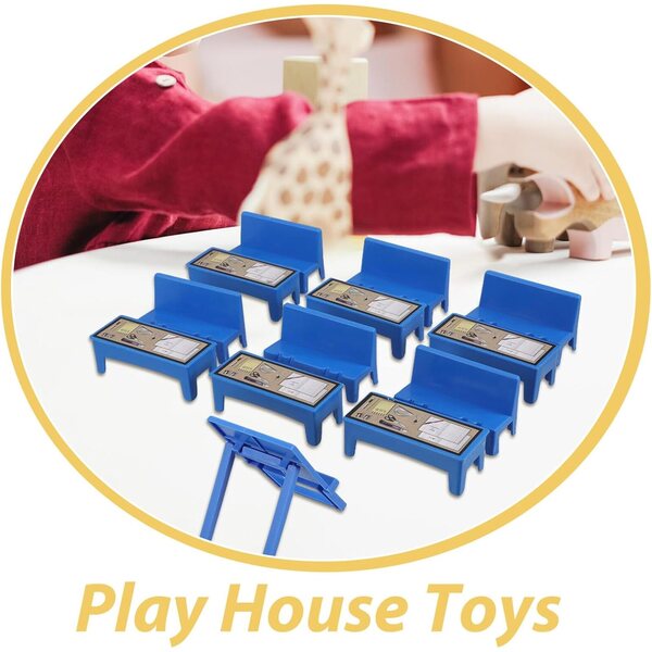 Set Mobili Mini Aula 13 Pezzi Plastica Sicura per Bambole Tavolo Sedia Lavagna
