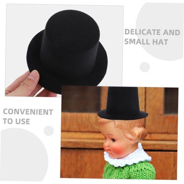 VICASKY Mini cappello cilindrico nero per bambola - accessorio per giochi di ruolo