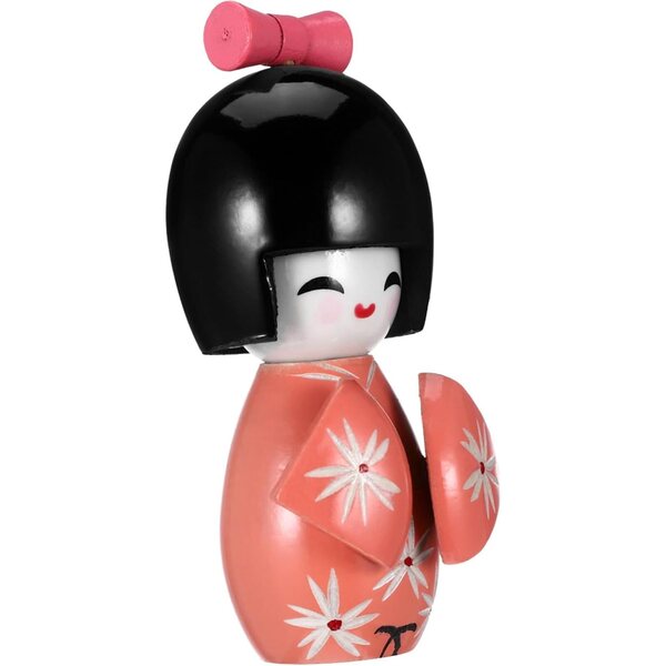 Amosfun Set mit 3 japanischen Kimono-Puppen aus Holz, rosa Dekoration für Schreibtisch und Tisch