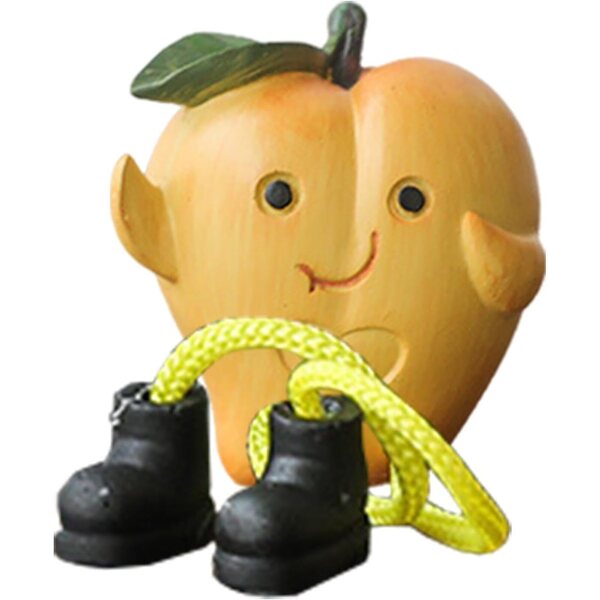 Langbeinige Marionette mit Fruchtmotiv aus Kunstharz zur originellen Heimdekoration
