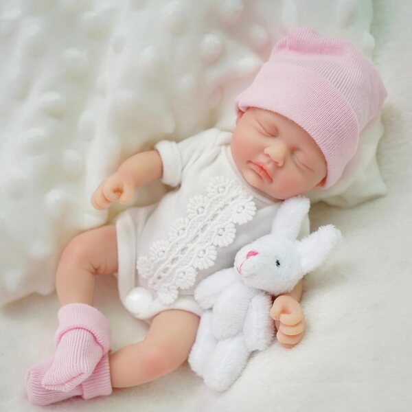 MYREBABY Reborn-Puppen aus Silikon, 17,8 cm, realistisch mit geschlossenen Augen – sicher und weich
