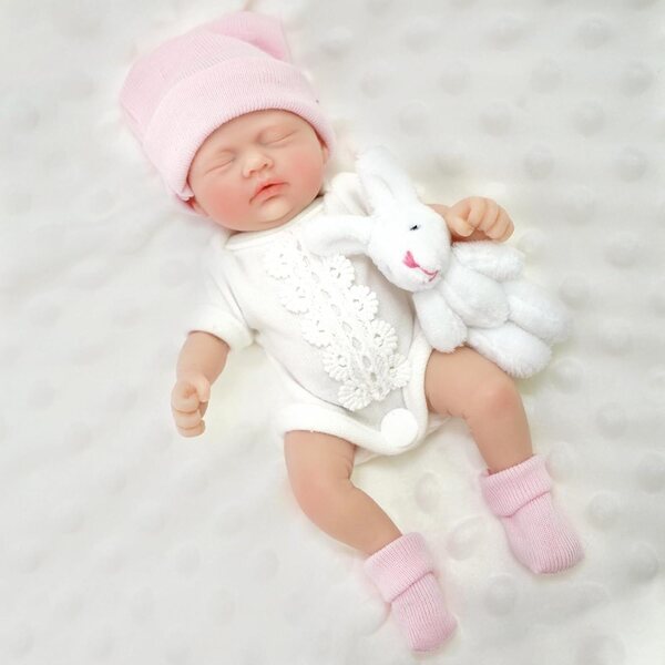 MYREBABY Reborn-Puppen aus Silikon, 17,8 cm, realistisch mit geschlossenen Augen – sicher und weich