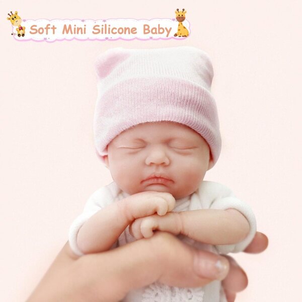 MYREBABY Reborn-Puppen aus Silikon, 17,8 cm, realistisch mit geschlossenen Augen – sicher und weich