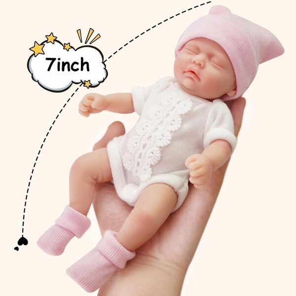 MYREBABY Reborn-Puppen aus Silikon, 17,8 cm, realistisch mit geschlossenen Augen – sicher und weich